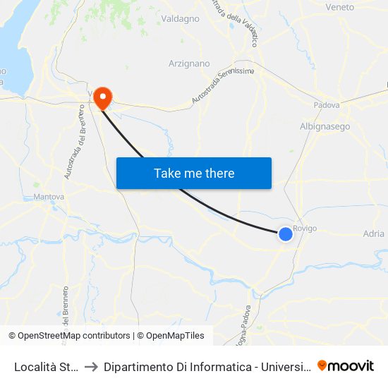 Località Stanga to Dipartimento Di Informatica - Università Di Verona map