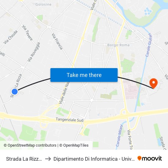 Strada La Rizza / Zai A to Dipartimento Di Informatica - Università Di Verona map