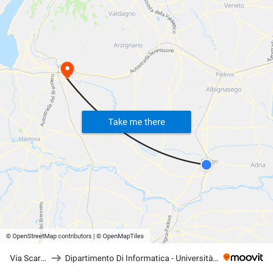 Via Scarlatti to Dipartimento Di Informatica - Università Di Verona map