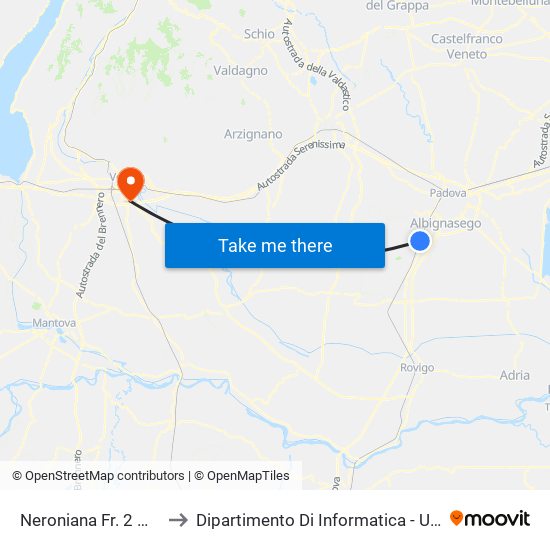 Neroniana Fr. 2 Montegrotto to Dipartimento Di Informatica - Università Di Verona map