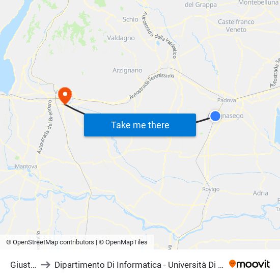 Giusti 4 to Dipartimento Di Informatica - Università Di Verona map