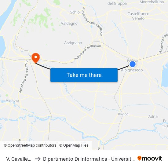 V. Cavalletto R to Dipartimento Di Informatica - Università Di Verona map