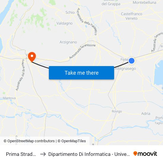 Prima Strada Fr. 39 to Dipartimento Di Informatica - Università Di Verona map