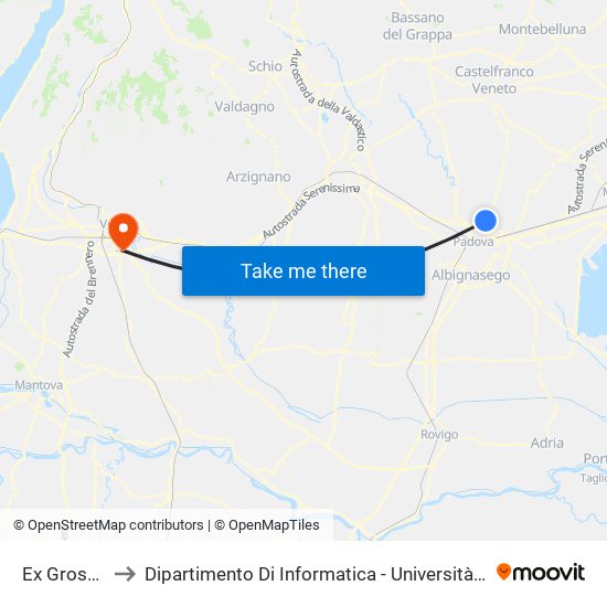 Ex Grosoli R to Dipartimento Di Informatica - Università Di Verona map