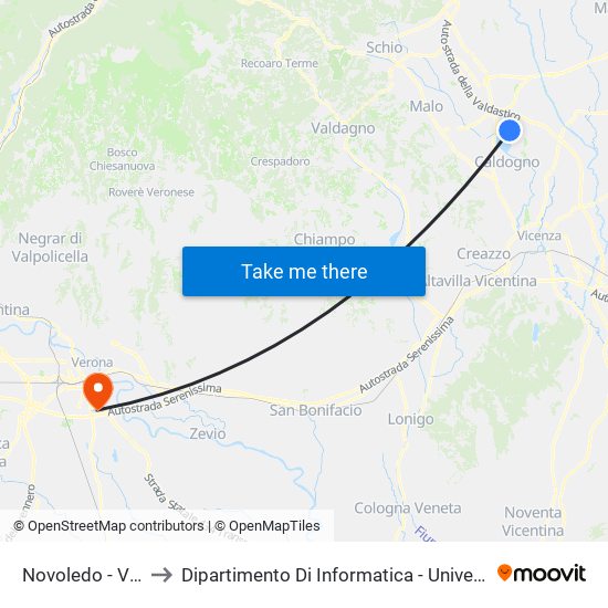 Novoledo - Via Igna to Dipartimento Di Informatica - Università Di Verona map