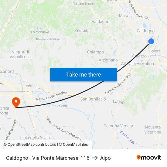 Caldogno - Via Ponte Marchese, 116 to Alpo map