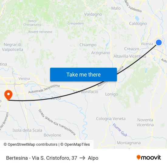 Bertesina - Via S. Cristoforo, 37 to Alpo map