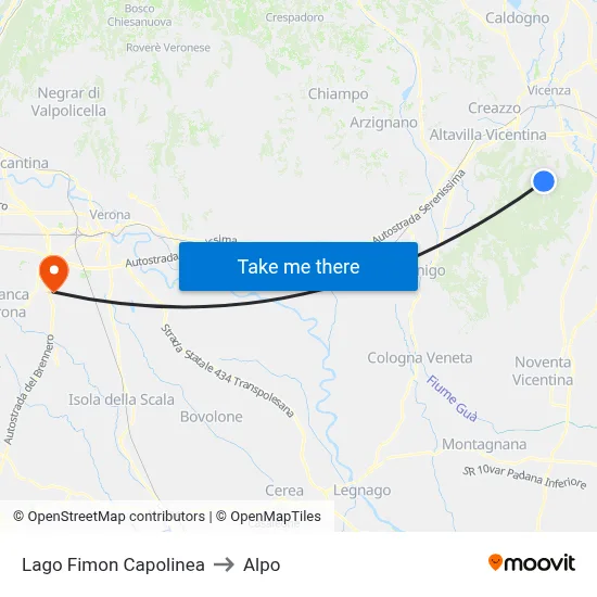 Lago Fimon Capolinea to Alpo map