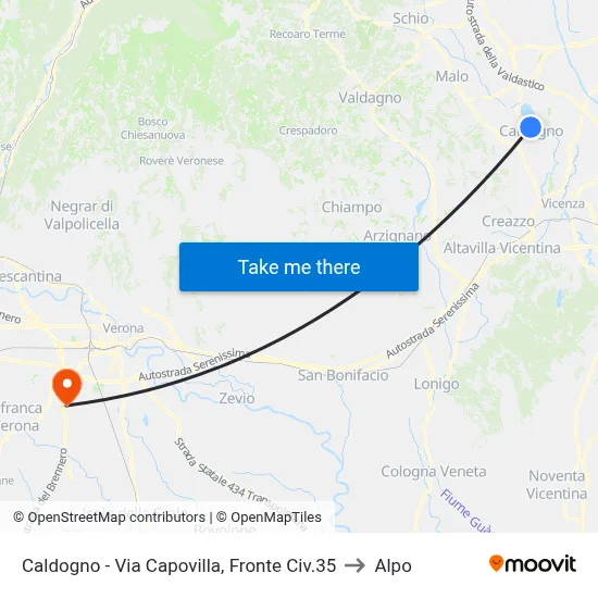 Caldogno - Capovilla Street, Opposite 35 to Alpo map