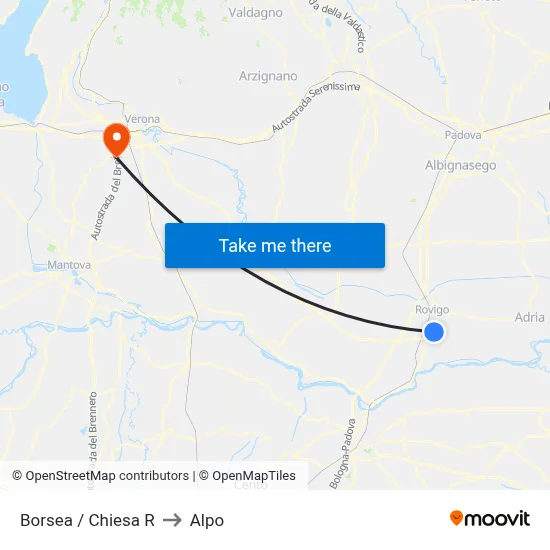 Borsea / Church to Alpo map