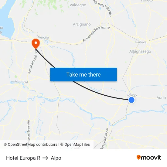 Hotel Europa R to Alpo map