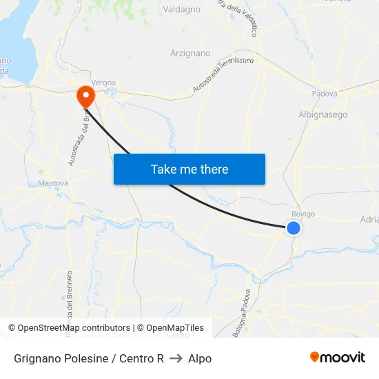 Grignano Polesine / Centro R to Alpo map
