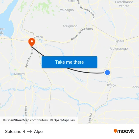 Solesino to Alpo map