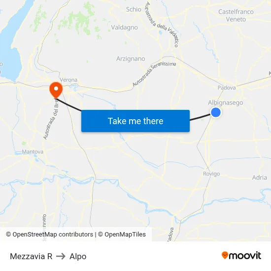 Mezzavia R to Alpo map