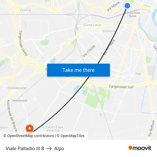 Viale Palladio III B to Alpo map