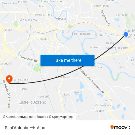 Sant'Antonio to Alpo map
