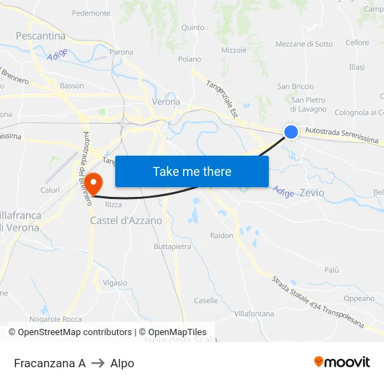 Fracanzana A to Alpo map