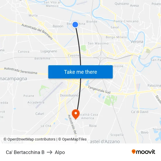 Ca' Bertacchina B to Alpo map