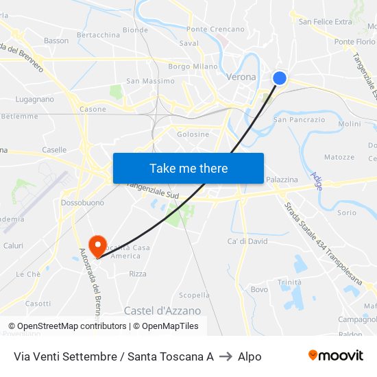 Via Venti Settembre / Santa Toscana A to Alpo map