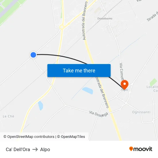 Ca' Dell'Ora to Alpo map