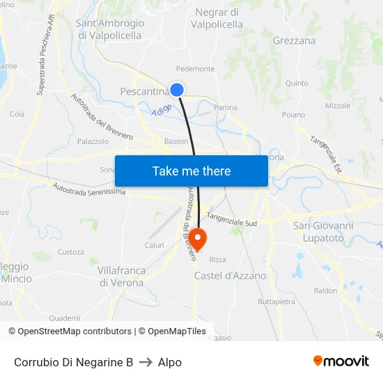 Corrubio Di Negarine B to Alpo map