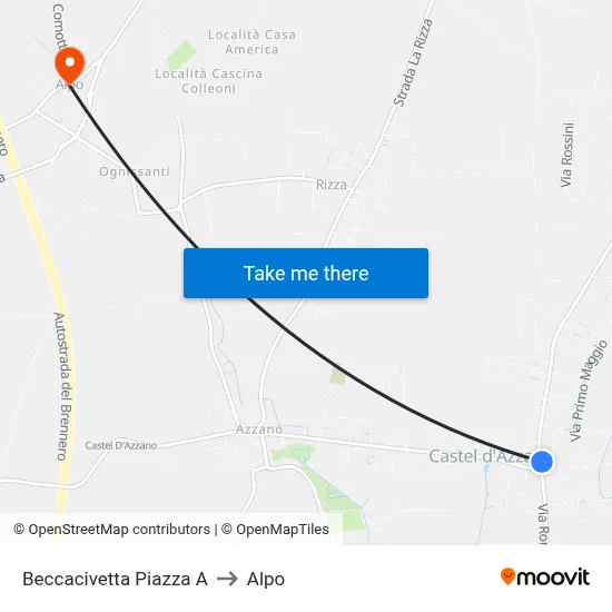 Beccacivetta Square A to Alpo map