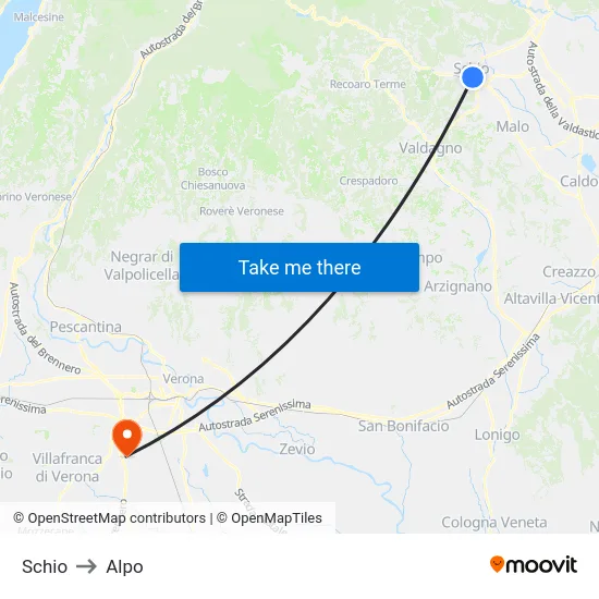 Schio to Alpo map