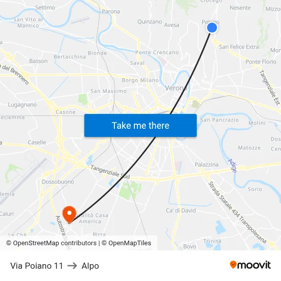 Via Poiano 11 to Alpo map