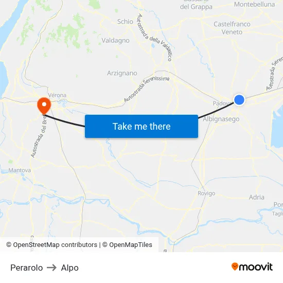 Perarolo to Alpo map