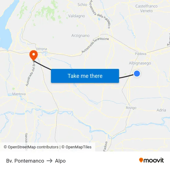 Pontemanco Junction to Alpo map