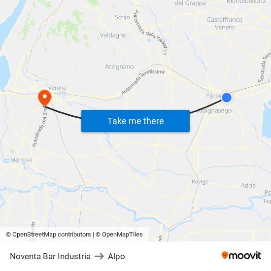 Noventa Bar Industria to Alpo map