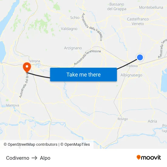 Codiverno to Alpo map