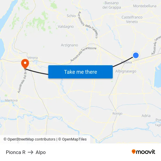 Pionca R to Alpo map