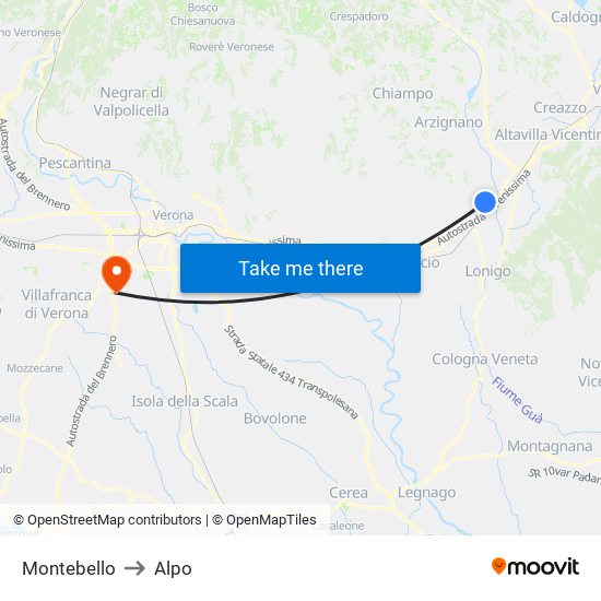 Montebello to Alpo map