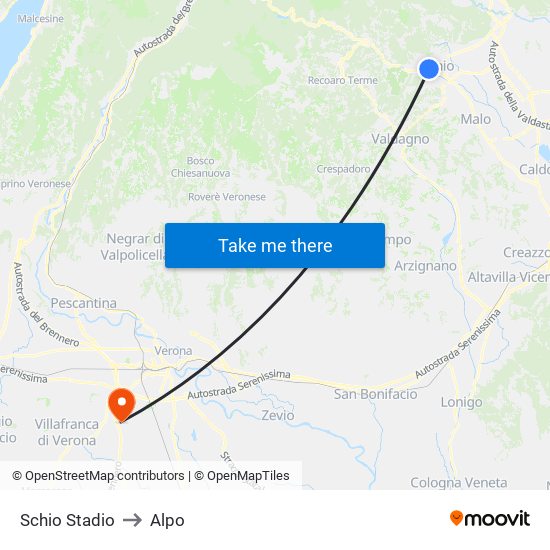 Schio Stadio to Alpo map