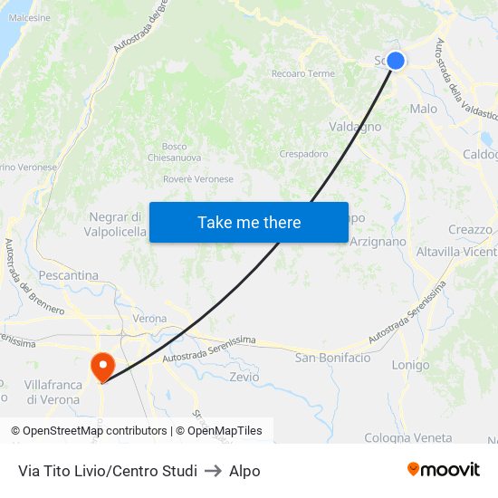 Via Tito Livio/Centro Studi to Alpo map