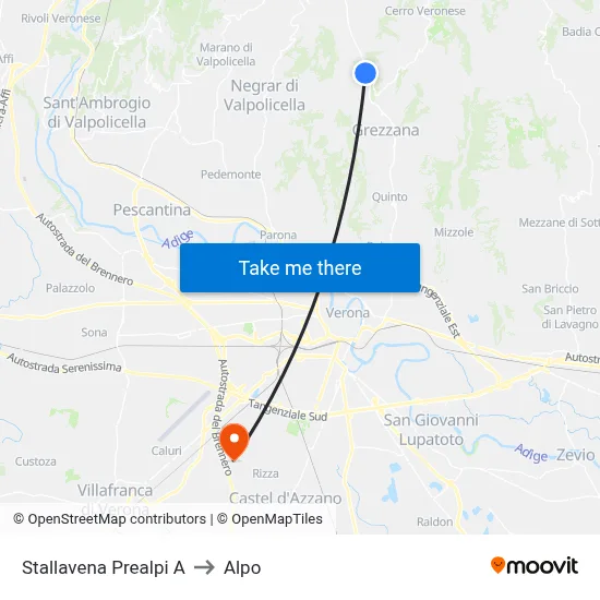 Stallavena Prealpi A to Alpo map