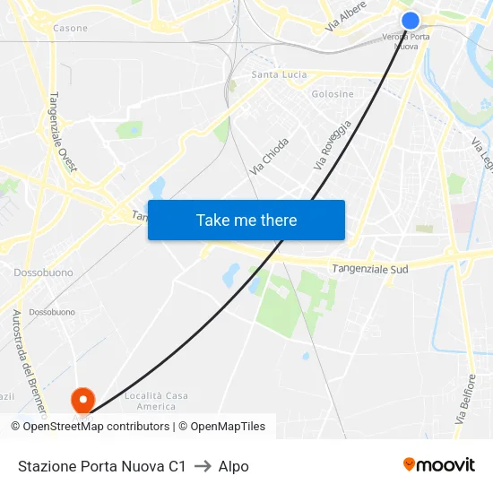 Stazione Porta Nuova C1 to Alpo map