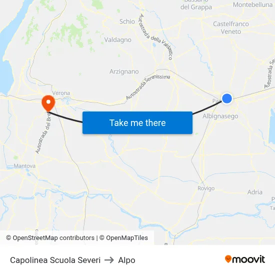 Capolinea Scuola Severi to Alpo map