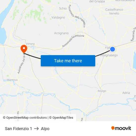 San Fidenzio 1 to Alpo map