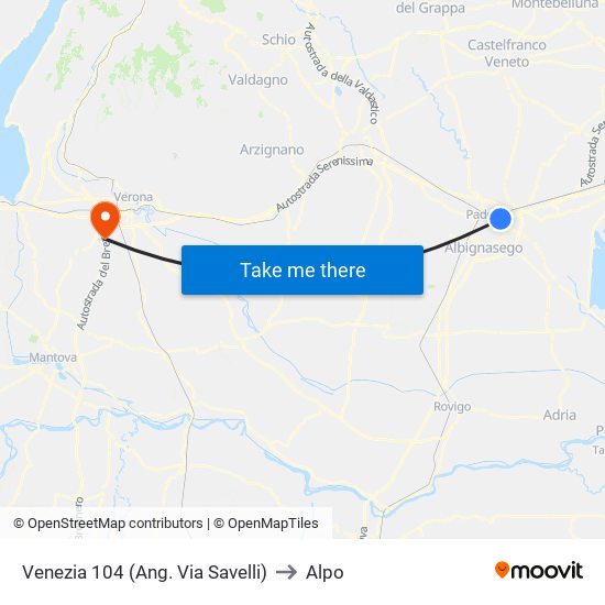 Venezia 104 (Ang. Via Savelli) to Alpo map