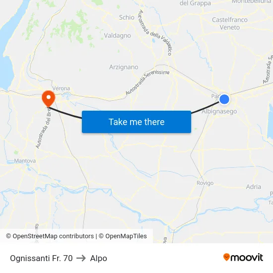 Ognissanti Fr. 70 to Alpo map