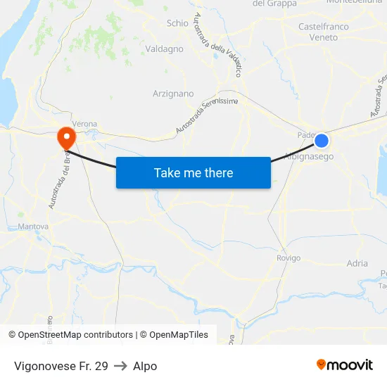 Vigonovese No. 29 to Alpo map