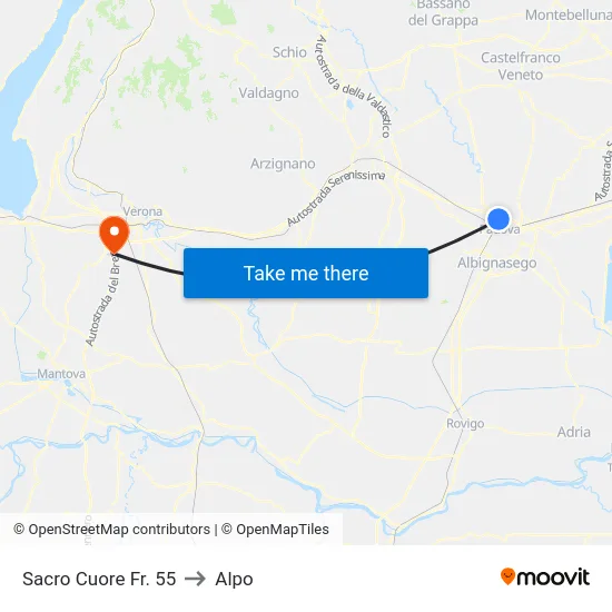 Sacro Cuore Fr. 55 to Alpo map