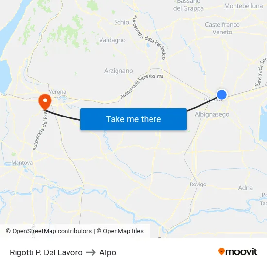 Rigotti P. Del Lavoro to Alpo map