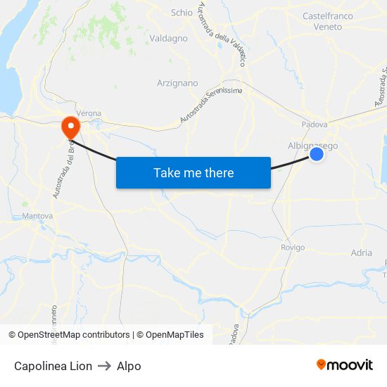 Capolinea Lion to Alpo map