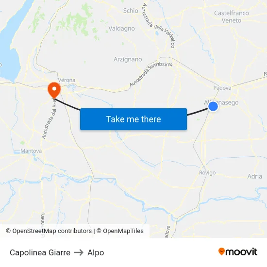 Capolinea Giarre to Alpo map