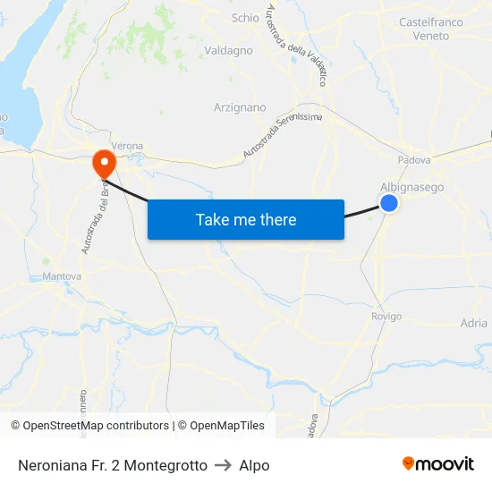 Neroniana Fr. 2 Montegrotto to Alpo map