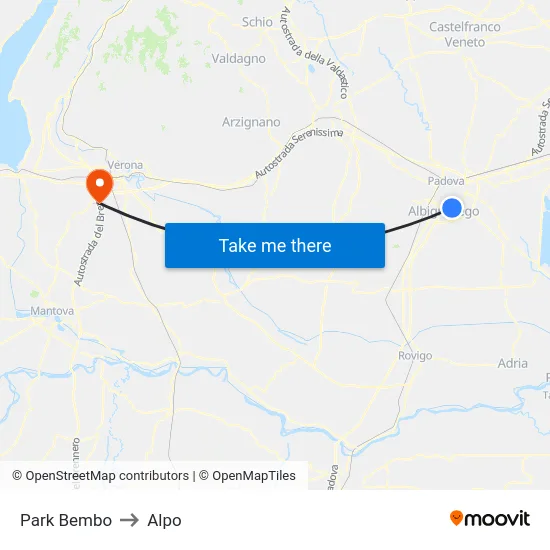 Park Bembo to Alpo map