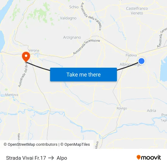 Strada Vivai Fr.17 to Alpo map